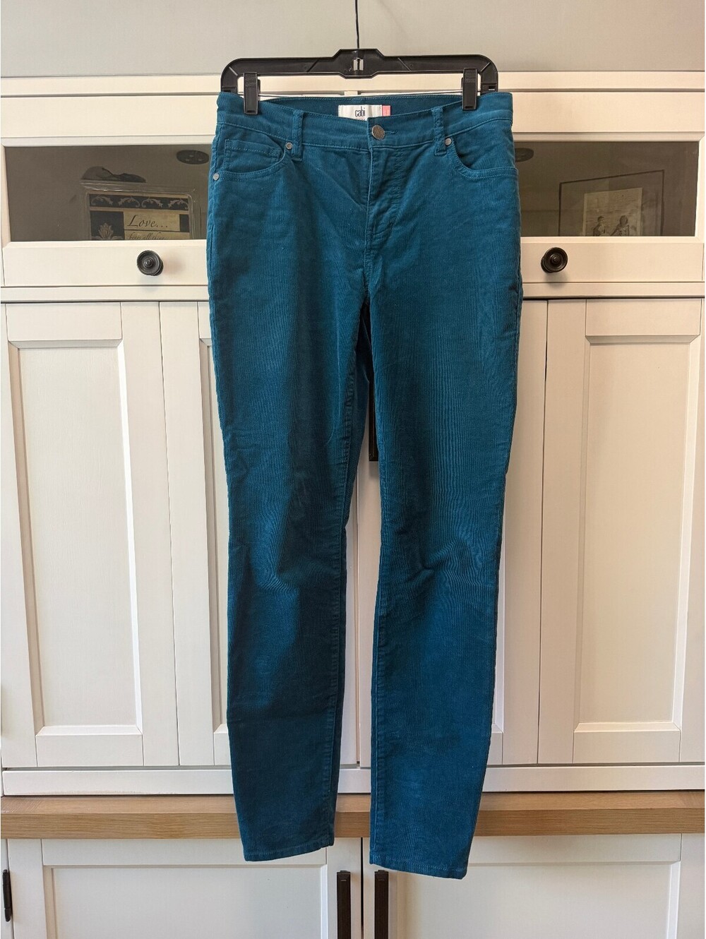 Cabi Jeans Women’s Size 4 Teal Corduroy High Skinny Pants Stretch Five Pocket